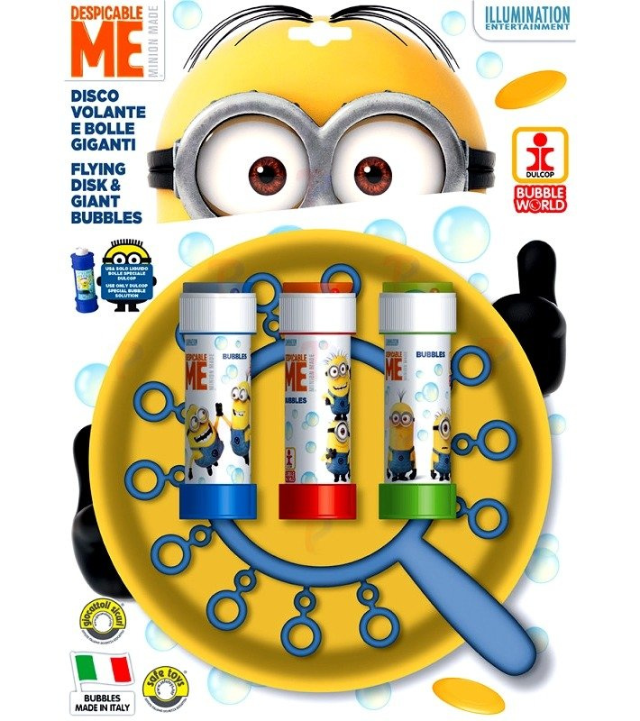 Latający dysk i płyn do robienia baniek mydlanych - Minionki