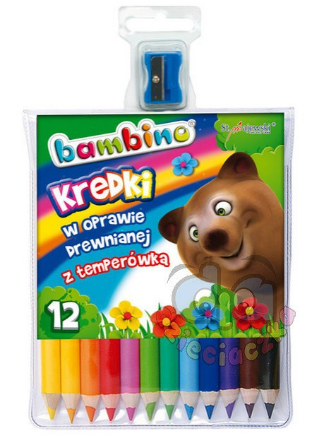 BAMBINO KREDKI DREWNIANE 12 kolorów + temperówka 0249