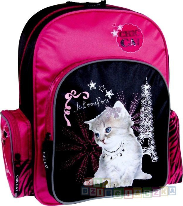 PLECAK SZKOLNY JEDNOKOMOROWY CHIC CAT BLACK PATIO