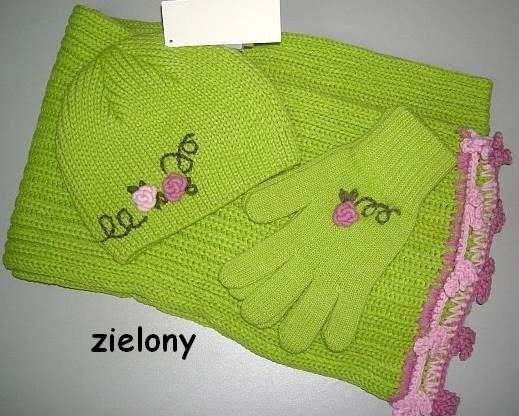 Zielony komplet: czapka + szalik + rękawiczki