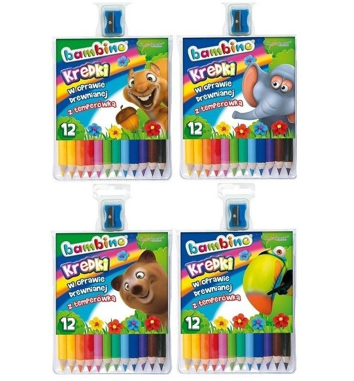 BAMBINO KREDKI DREWNIANE 12 kolorów + temperówka 0249