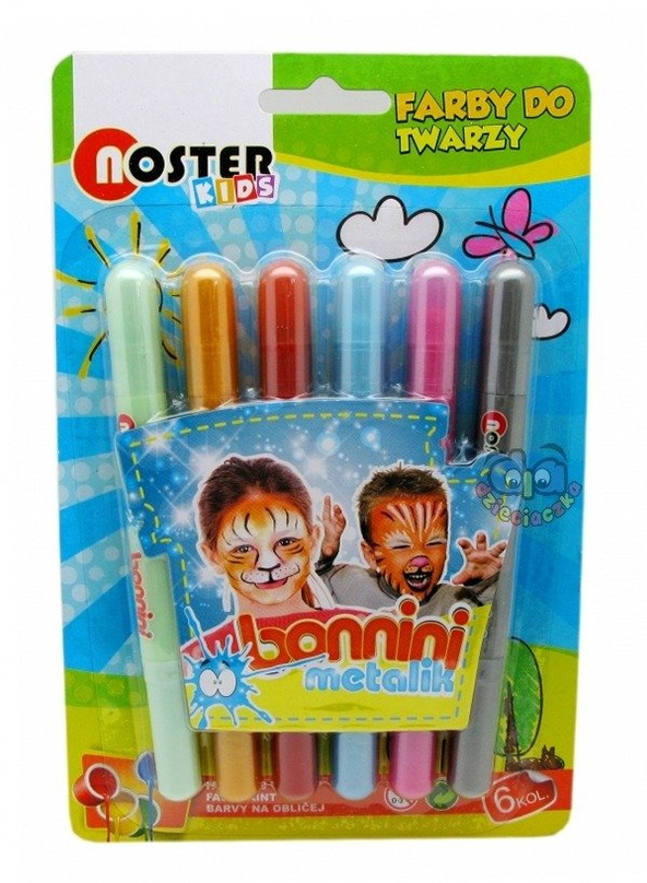 Farby do malowania twarzy 6-kol. Metalik Noster