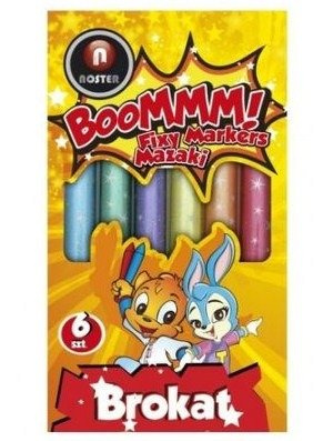 Flamastry brokatowe kpl. 6-kol BooMMM, Noster