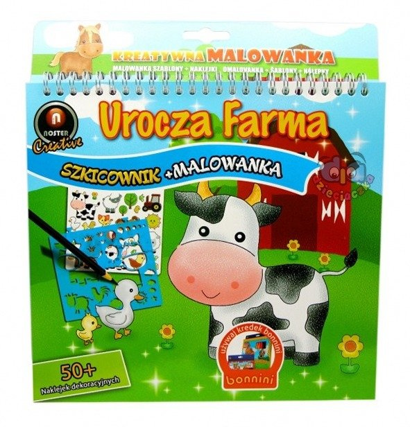 Malowanka szkicownik z szablonami i naklejkami Urocza farma Md-2851 58.11.13.0, Noster