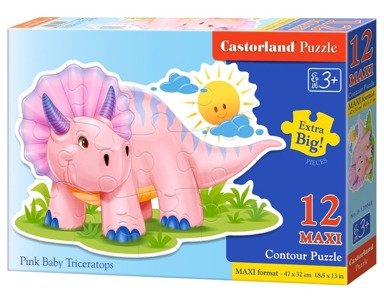 Puzzle 12 el. B-120048 Pink Baby Triceratops DINOZAUR